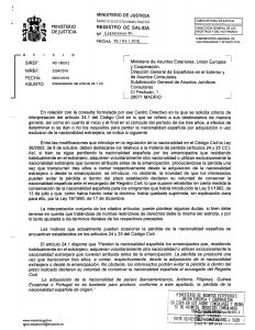 Respuesta de DGRN sobre conservación de nacionalidad de españoles no de origen, página 1
